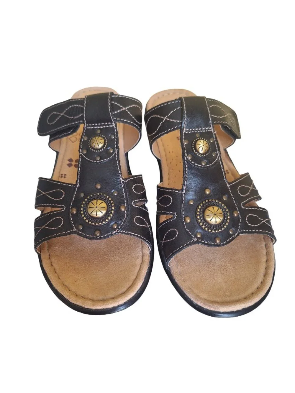Naturalizer Journie Comfort Black Leather Gladiator Sandals Studded Sz 8.5